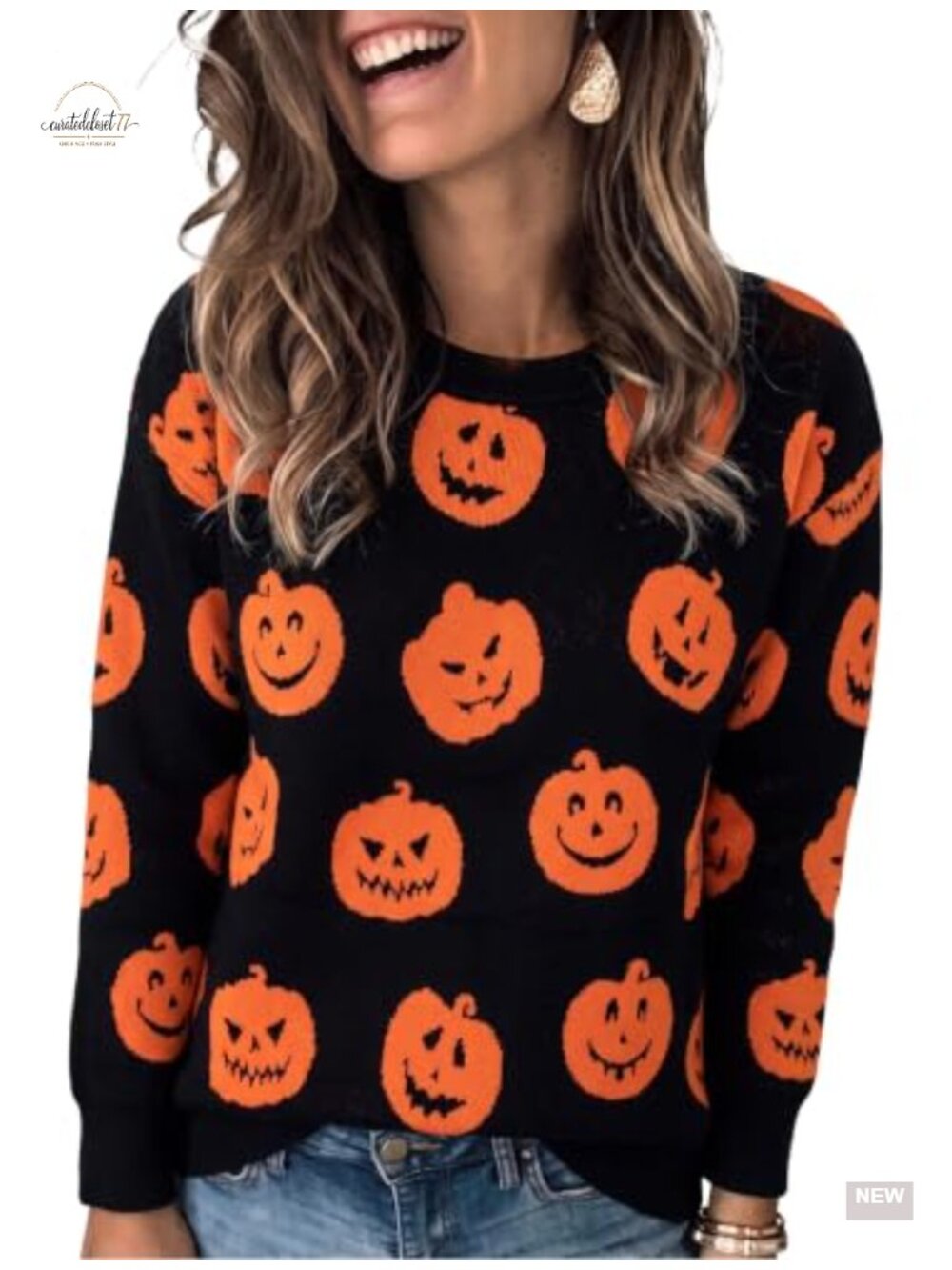 Halloween Ghost Graphic Sweater Women Pullover Crew Neck Long Sleeve